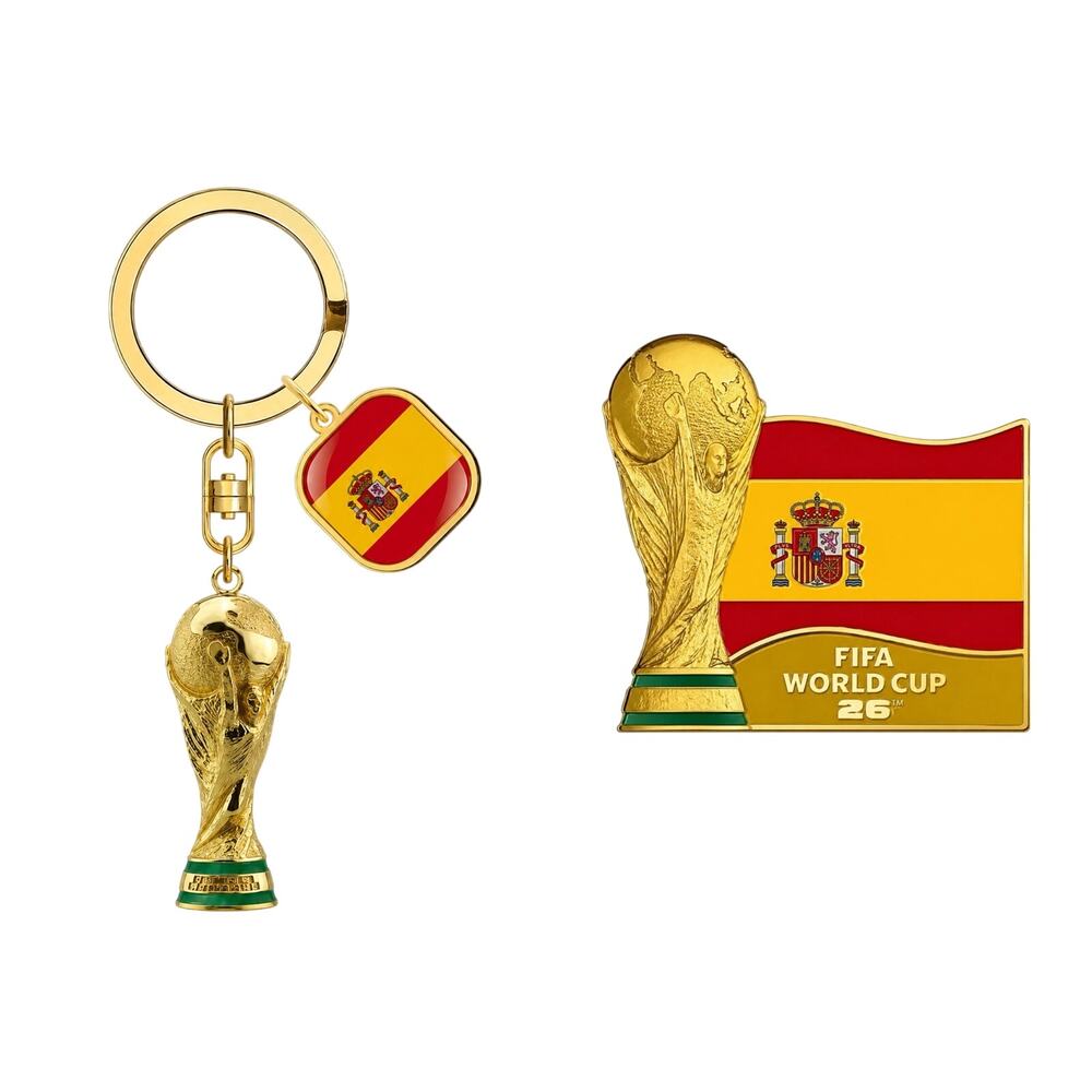 FIFA World Cup 2026 Spain Flag Enamel Pin & keychain Champions Trophy winner